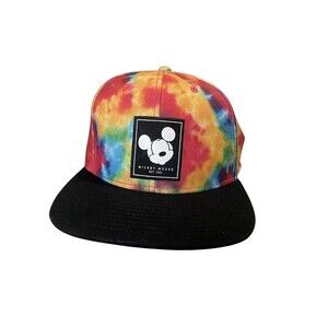 NEFF Disney Mickey Mouse Tie Dye Black Flat Bill Snapback Hat Cap Adjustable